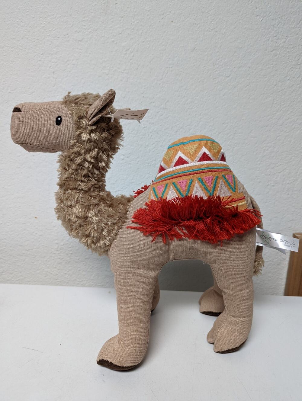 Mon Ami "Caden" Camel fluffy neck colorful saddle Stuffed Animal plush NWT